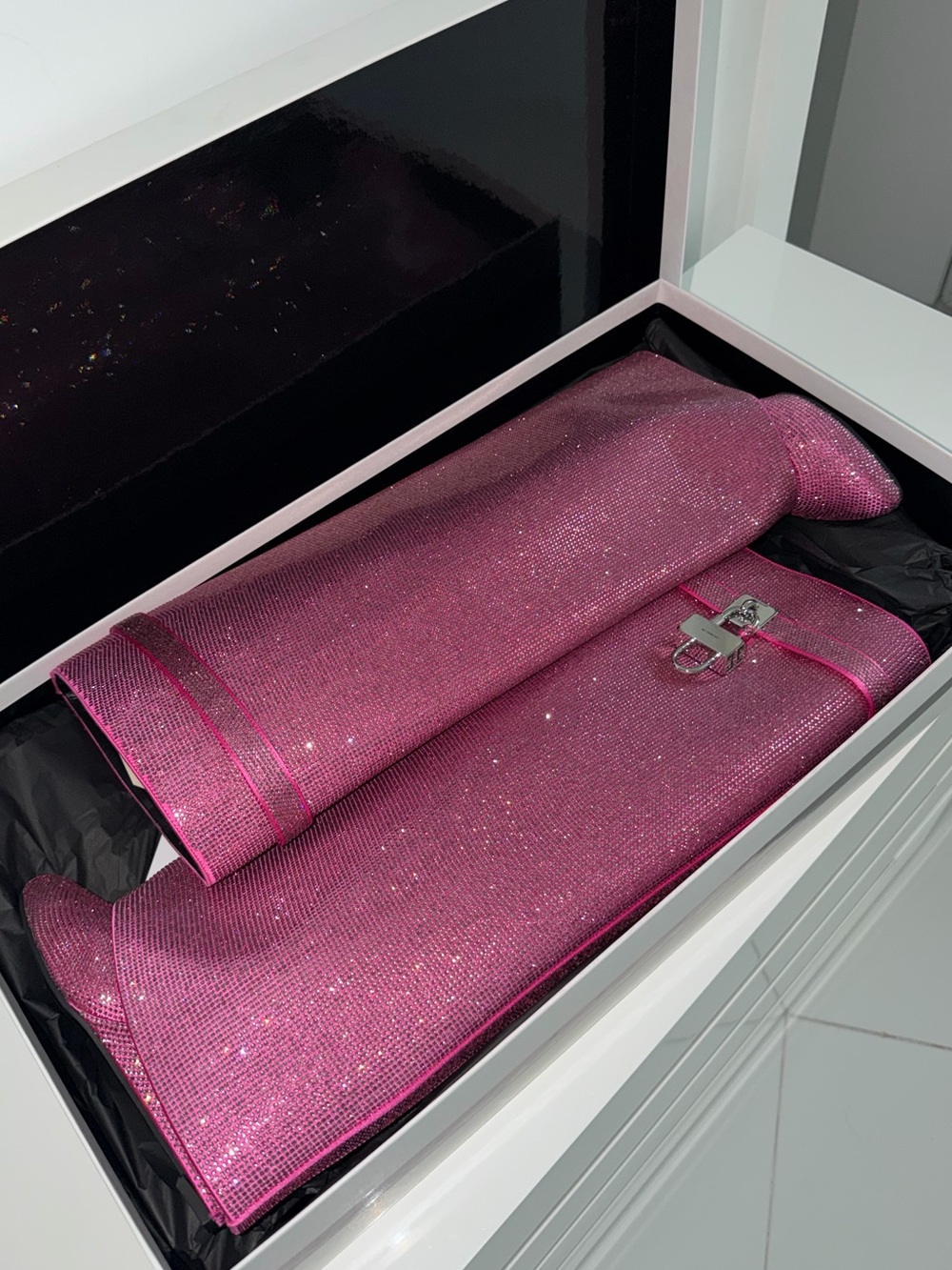Brand New Givenchy Glittery Pink Shark Lock Boots - Picture 1 of 9